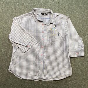 Mickey Unlimited Disney Womens XL Blue Plaid Dreamy Mickey Mouse Button Up Shirt